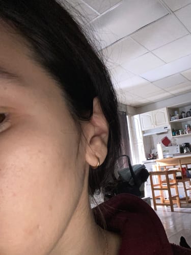 Customer photo review of 14k Mini Everyday Hoops