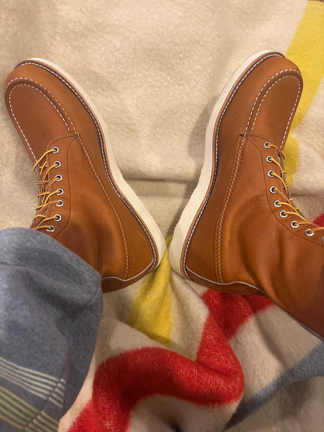 Customer photo review of Red Wing 8 Inch Moc Toe Boot # 877 Oro Legacy Leather Men Regular Width