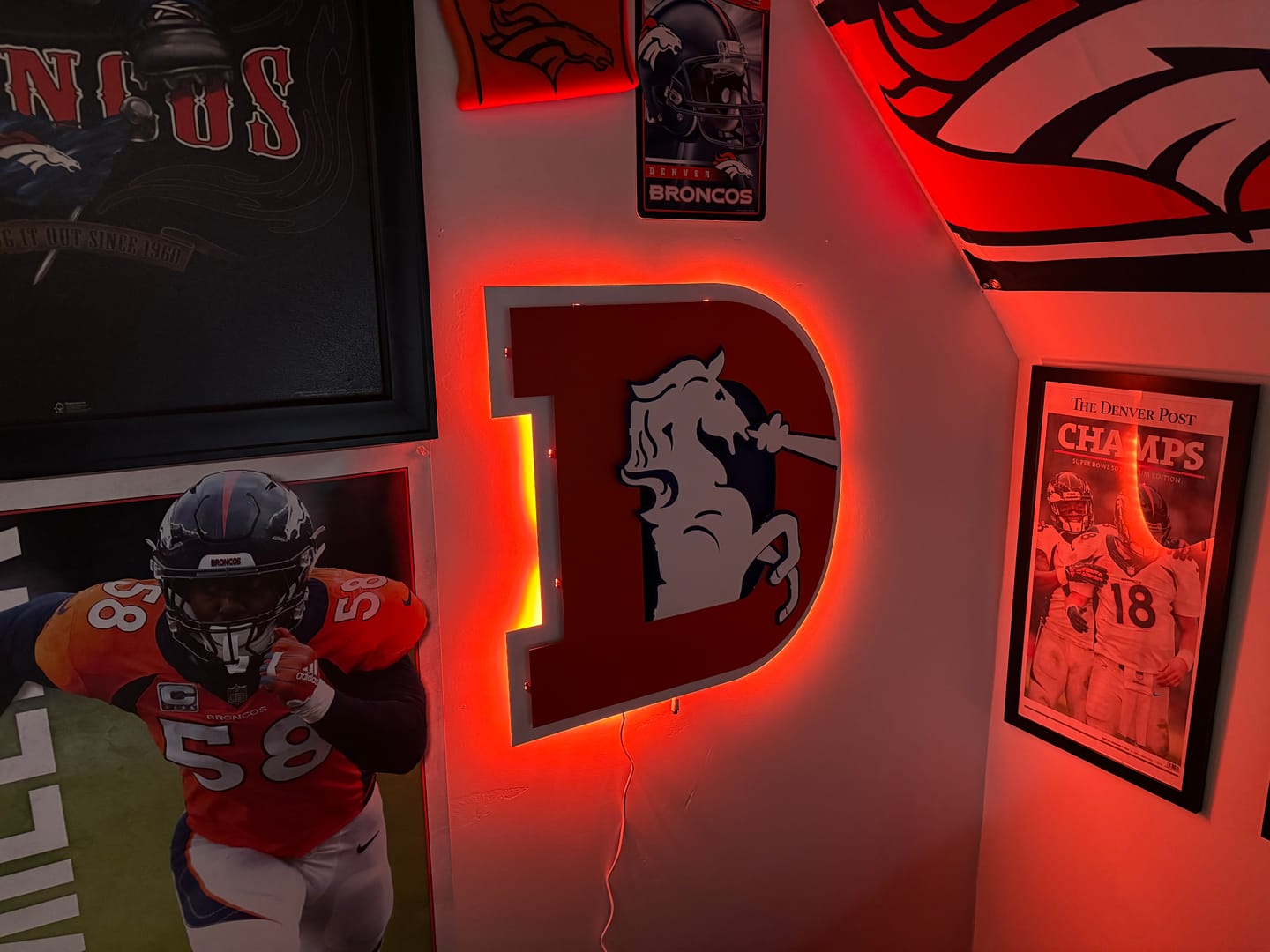 Customer photo review of Denver Broncos Retro 1993-96  "D"  3D Vintage Metal Wall Art