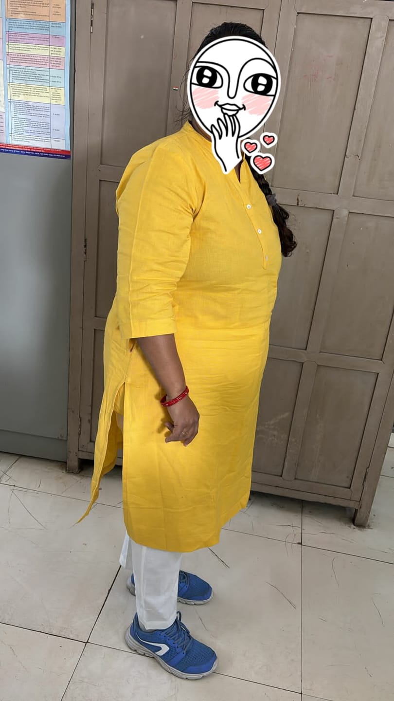 Customer photo review of Women Yellow Airy Linen Long Kurta