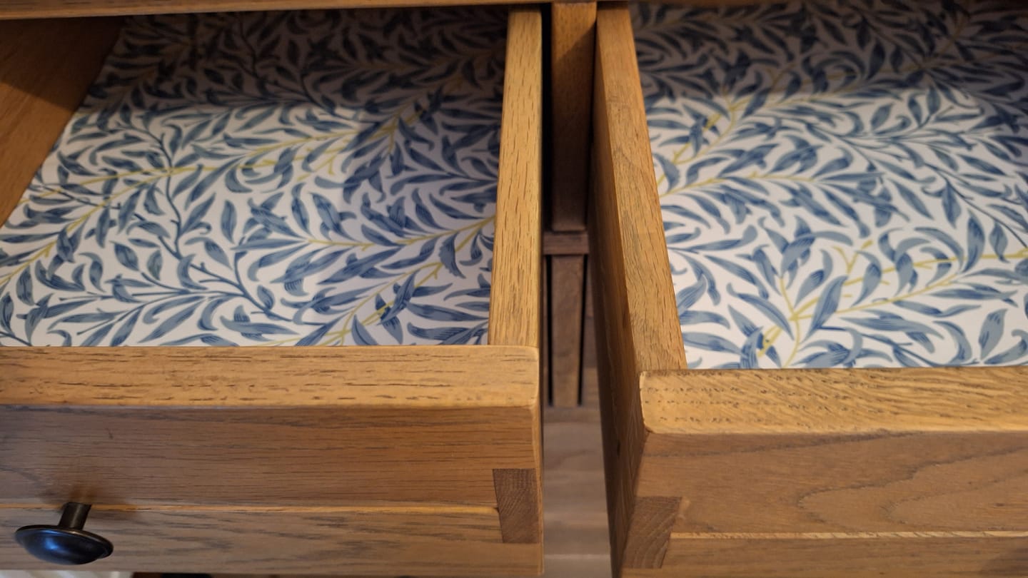 Customer photo review of Blue WILLOW William Morris | Scented Drawer Liners in 2 Fragrances.