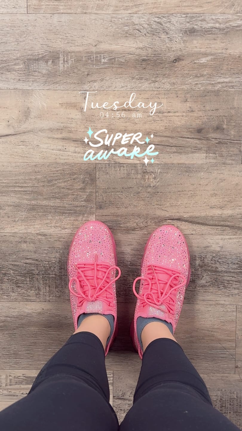 Customer photo review of Lucky Step Women's Rhinestone Mesh Slip-On Sneakers - Sparkle Glitter Breathable Walking Shoes