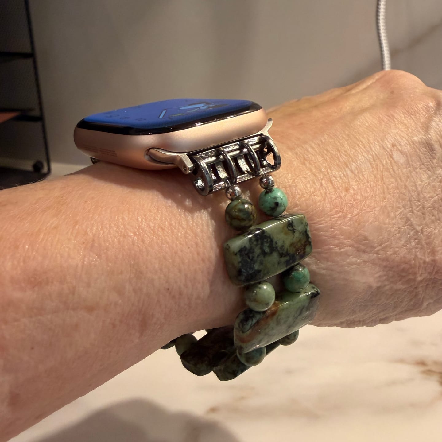 Customer photo review of Ancient Forest Stretch Apple Watch Strap