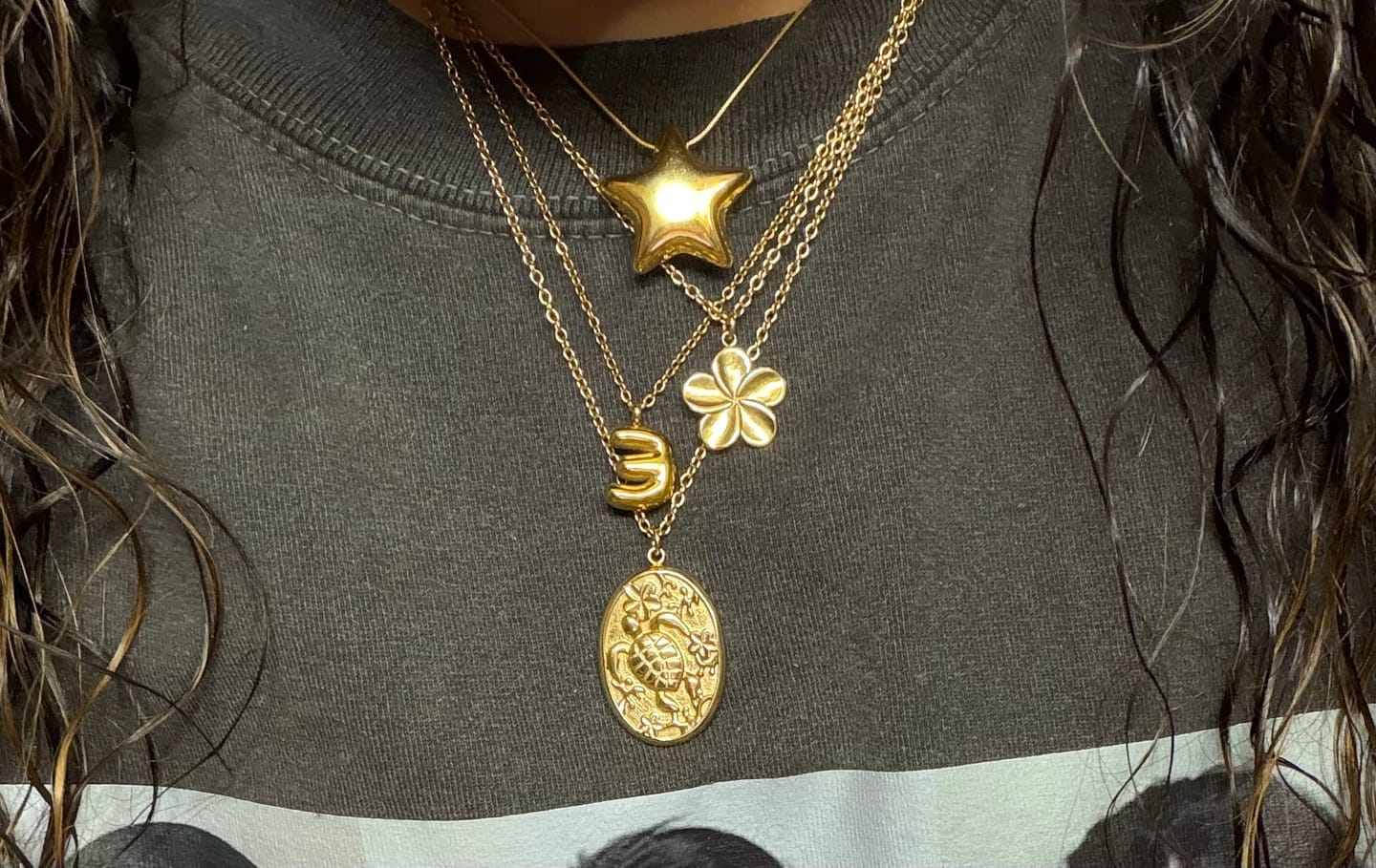 Customer photo review of Coral Bloom Turtle Necklace