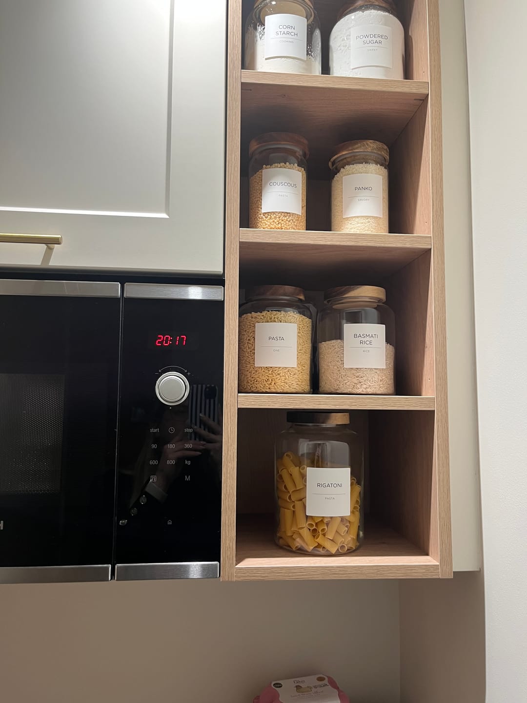 Customer photo review of Large Glass Acacia Pantry Jars