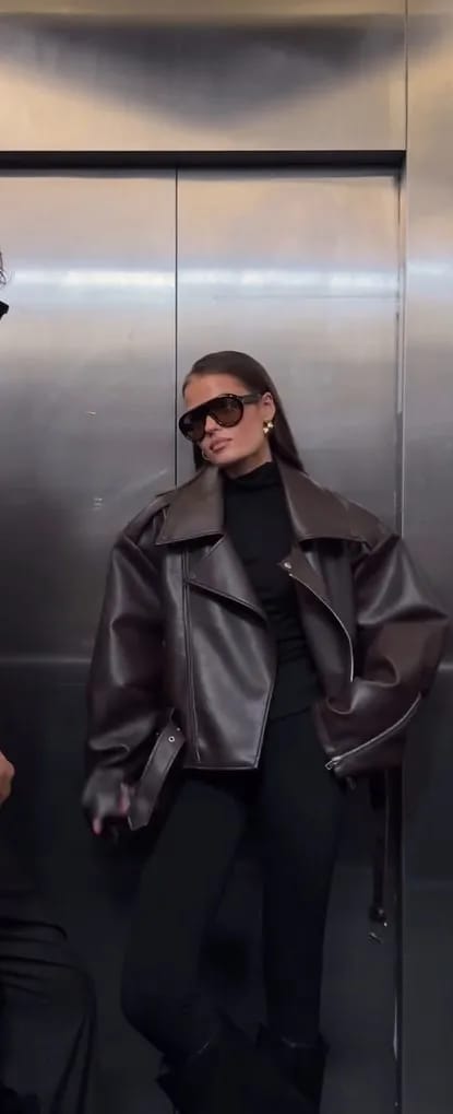 Customer photo review of Gertrude Vegan Leather Jacket