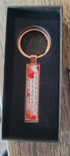 Customer photo review of Metall Schlüsselanhänger personalisiert mit Name, Text, Spruch und Foto