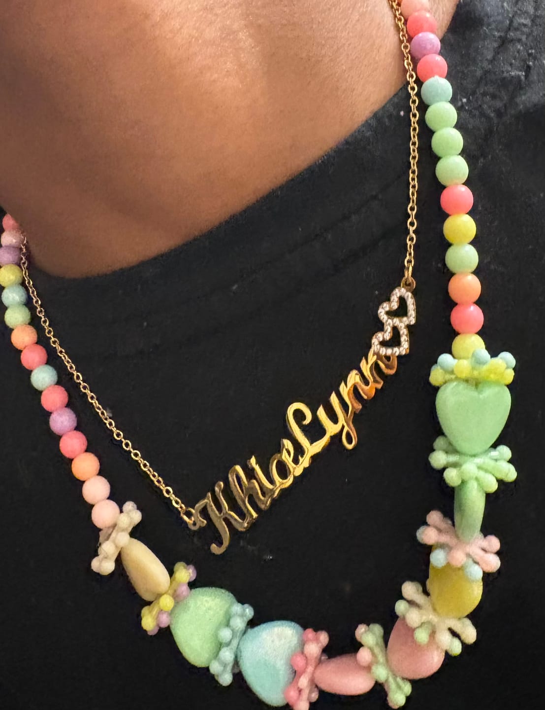 Customer photo review of Kids Iced Hearts Name Necklace