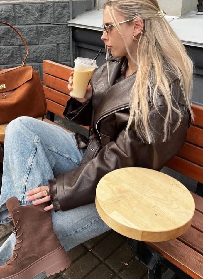 Customer photo review of Gertrude Vegan Leather Jacket