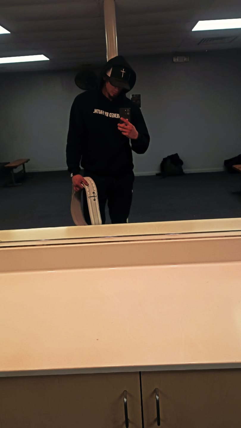 Customer photo review of God First Hoodie