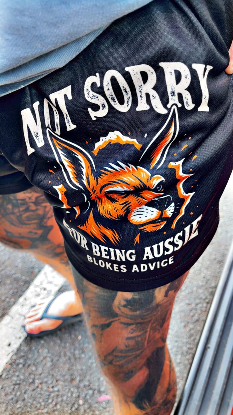Customer photo review of Not Sorry Footy Shorts