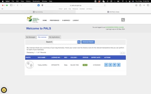 Reviewer's submitted screenshot of a pet licensing website, product not shown.