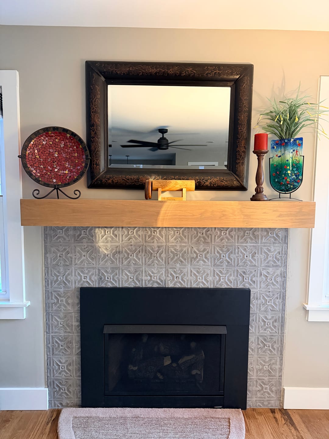 Customer photo review of White Oak Fireplace Mantel