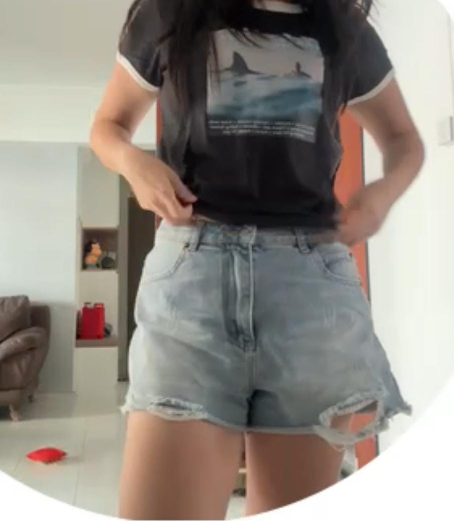 Customer photo review of Distressed Denim Shorts