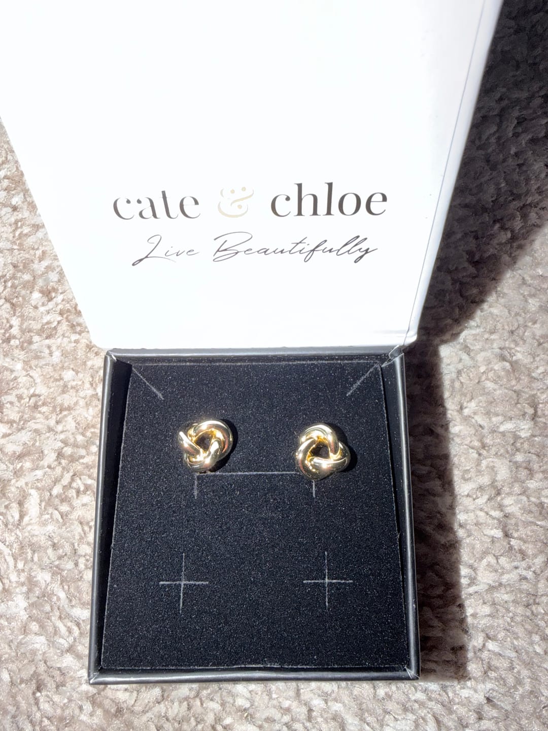 Customer photo review of Ashley 18k White Gold Plated Knot Stud Earrings