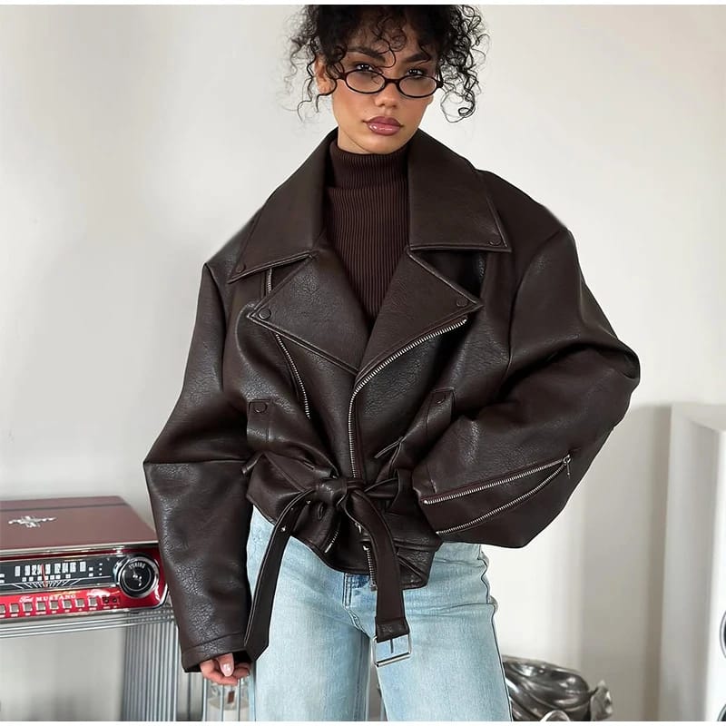 Customer photo review of Gertrude Vegan Leather Jacket