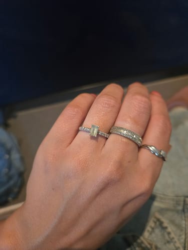 Customer photo review of Aquamarine & 0.08 TW Diamond Ring in 9ct White Gold