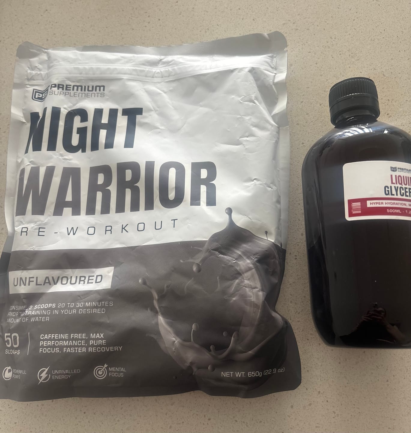 Customer photo review of Night warrior Caffeine-free Pre-workout