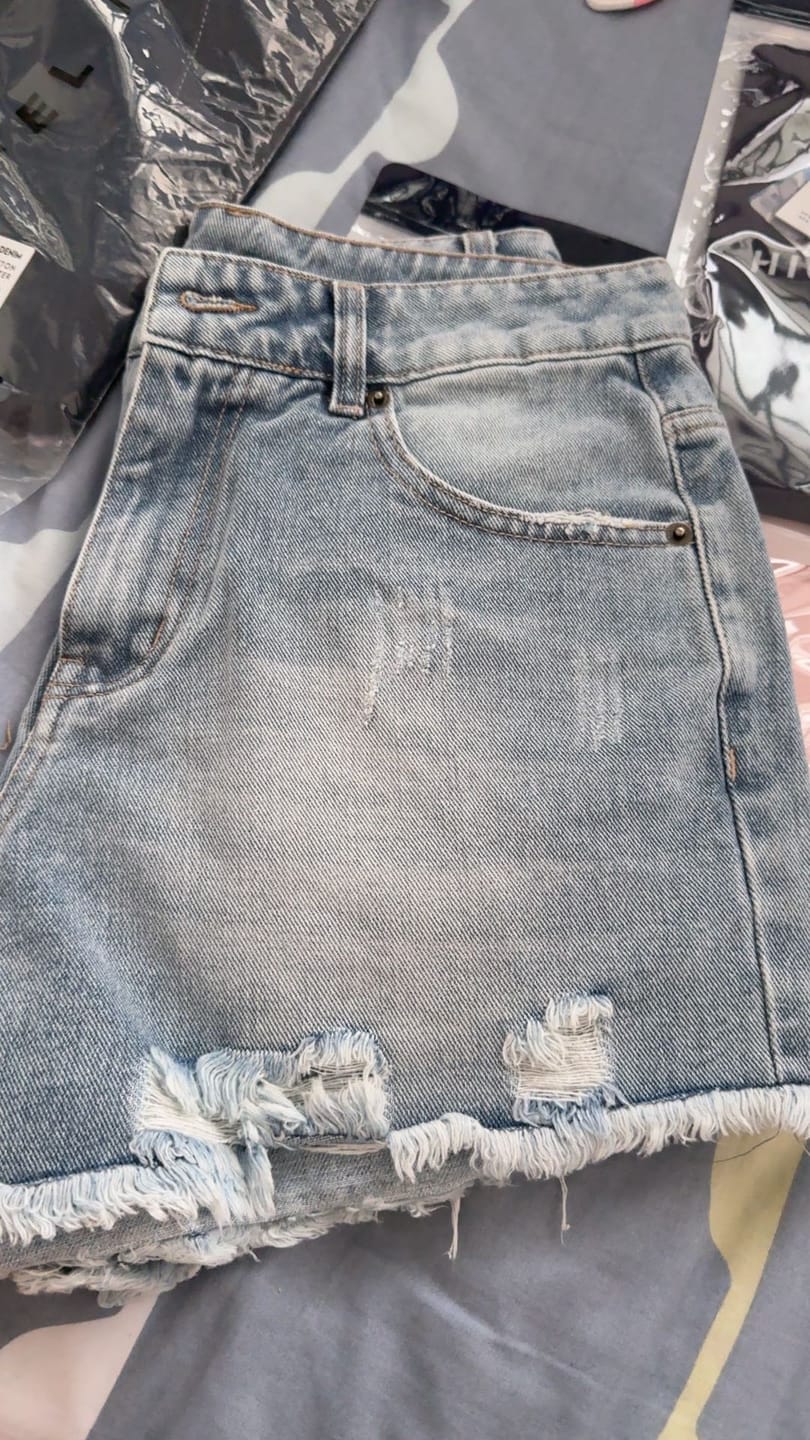 Customer photo review of Distressed Denim Shorts