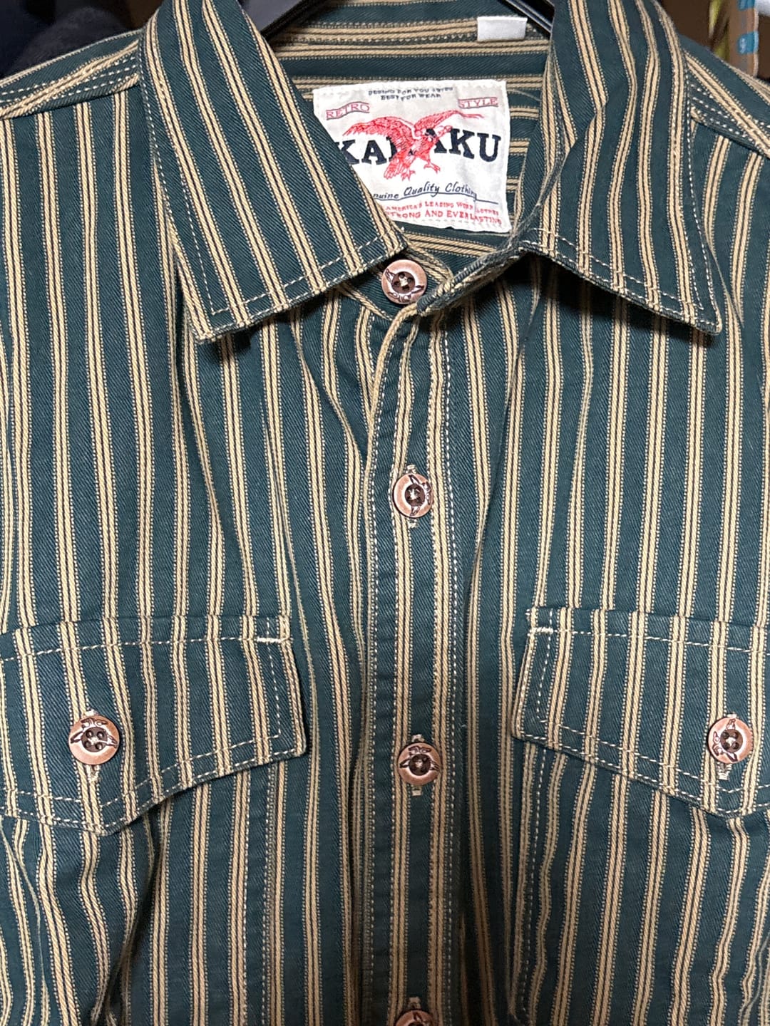 Customer photo review of ユーズド加工　レトロストライプ柄ヘビーウェイトオーバーシャツ