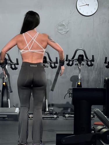 Customer photo review of LUXE Sculpt Flared Leggings - Deep Black