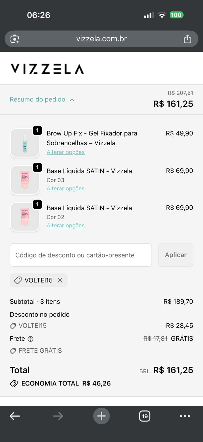 Customer photo review of Base Líquida SATIN - Vizzela