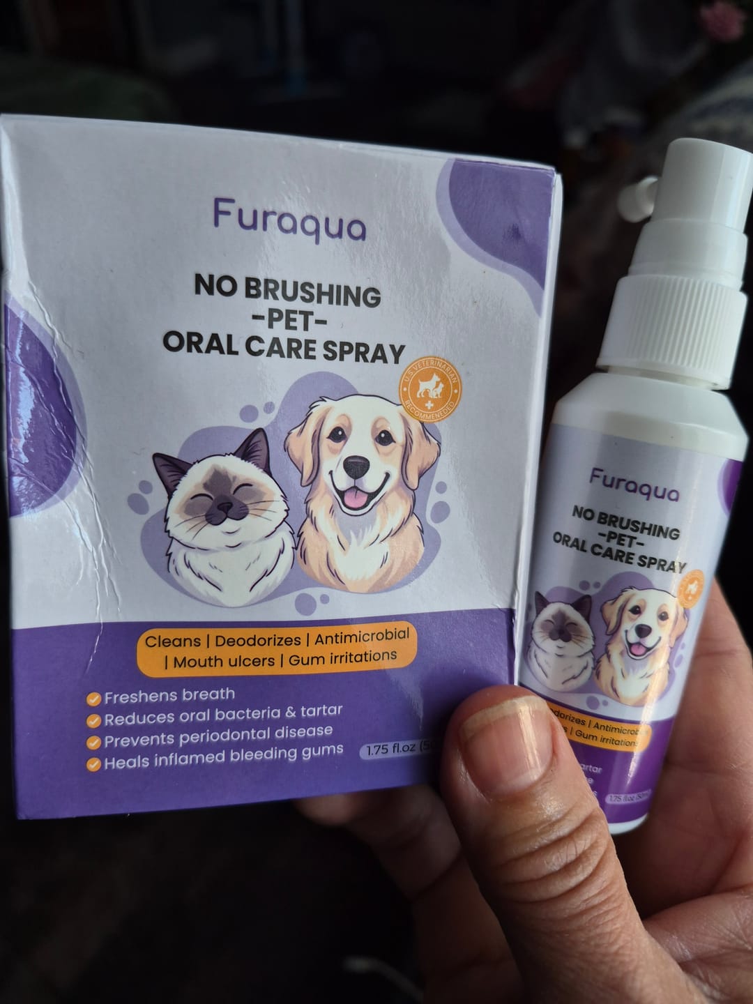Customer photo review of Pet Dental Spray by Furaqua || Veterinarian Recommended 🏆