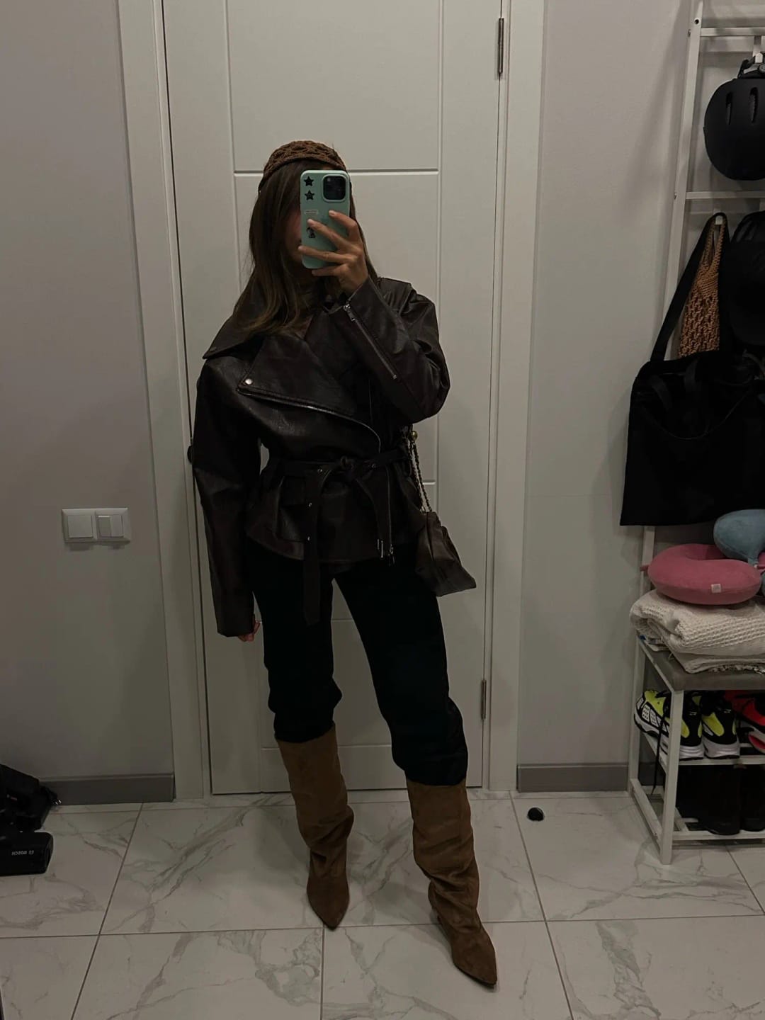 Customer photo review of Gertrude Vegan Leather Jacket