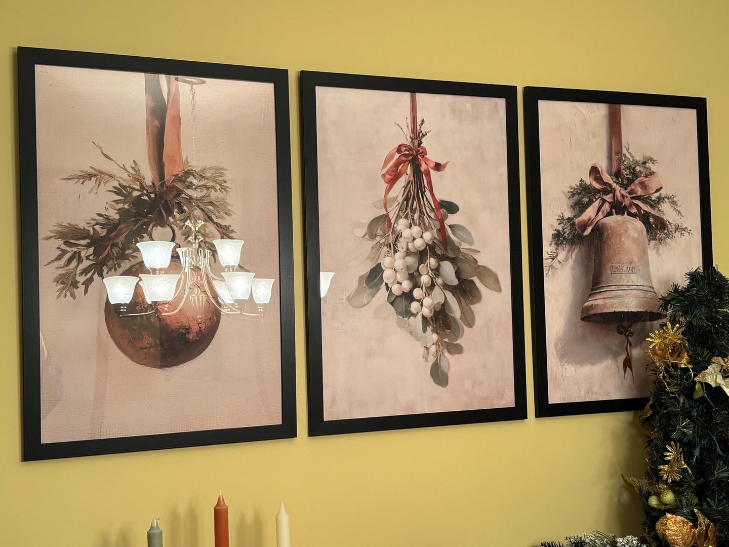 Customer photo review of Rustic Holiday Set of 3 Prints: Vintage Christmas Bell Art