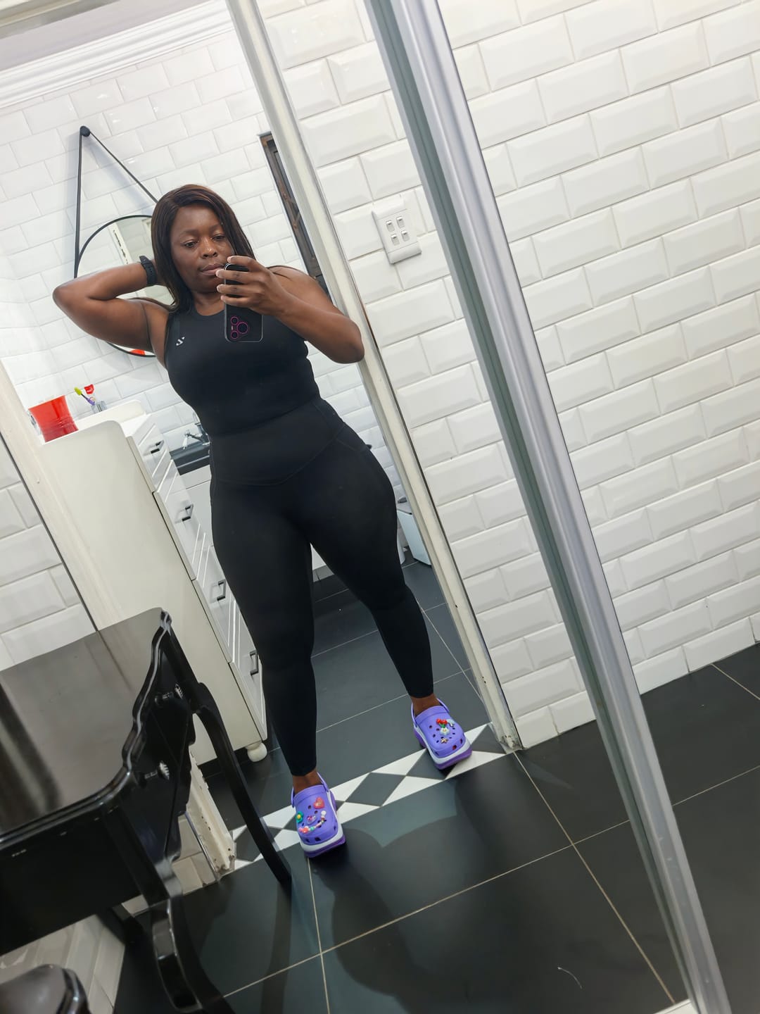 Customer photo review of High Waisted Tummy Control Butt Lifting Leggings with Pockets