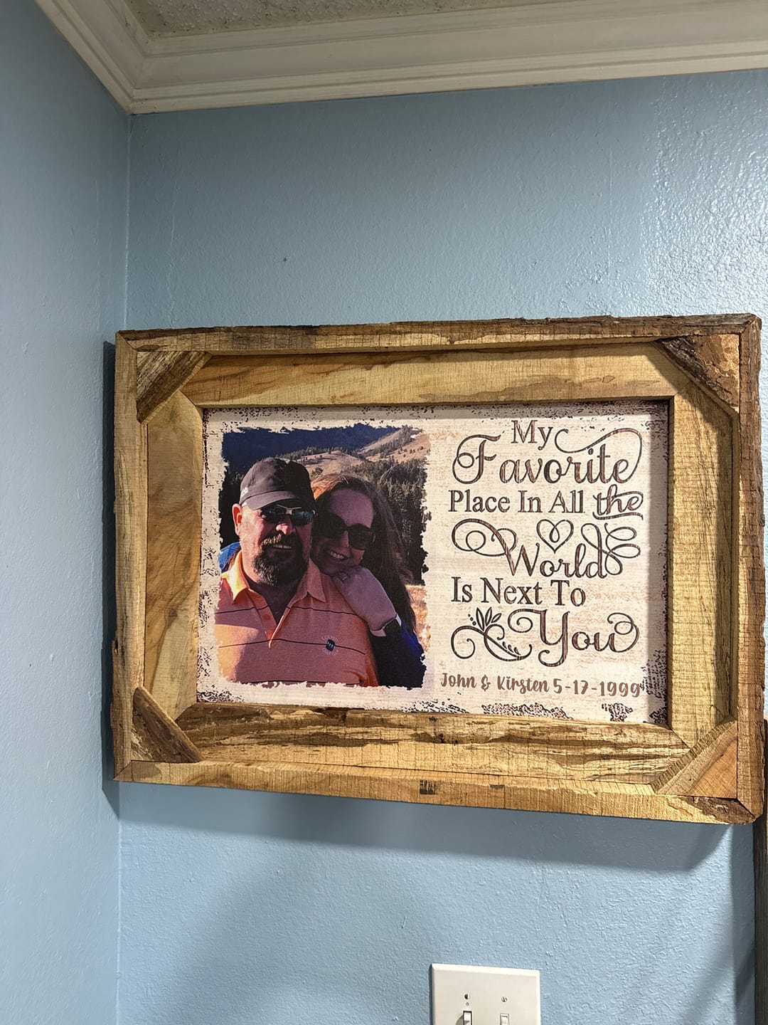 Customer photo review of Next To You Is One Of My Favorite Places To Be - Upload Image - Personalized Horizontal Poster