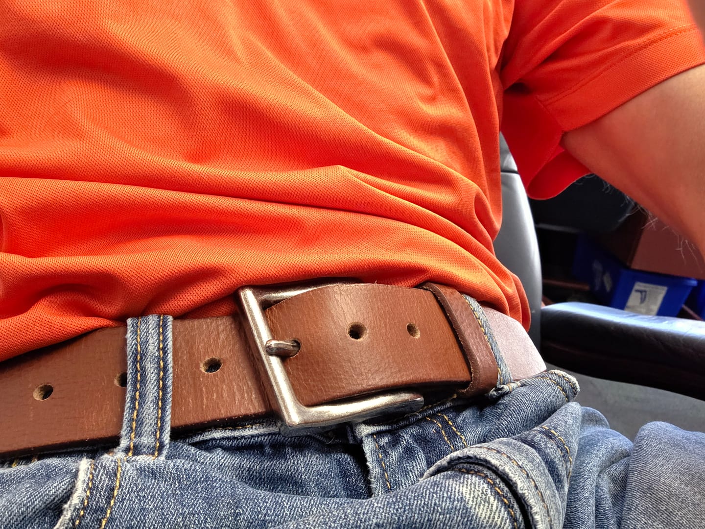 Customer photo review of The Long Haul Belt - Classic Black 100% Full-Grain Leather Belt