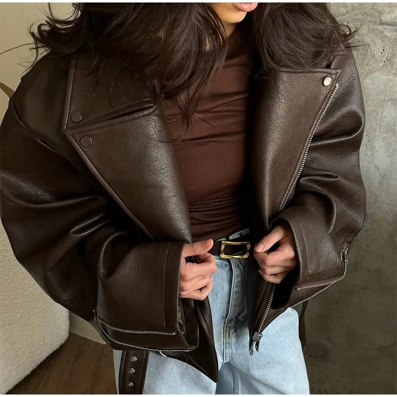 Customer photo review of Gertrude Vegan Leather Jacket
