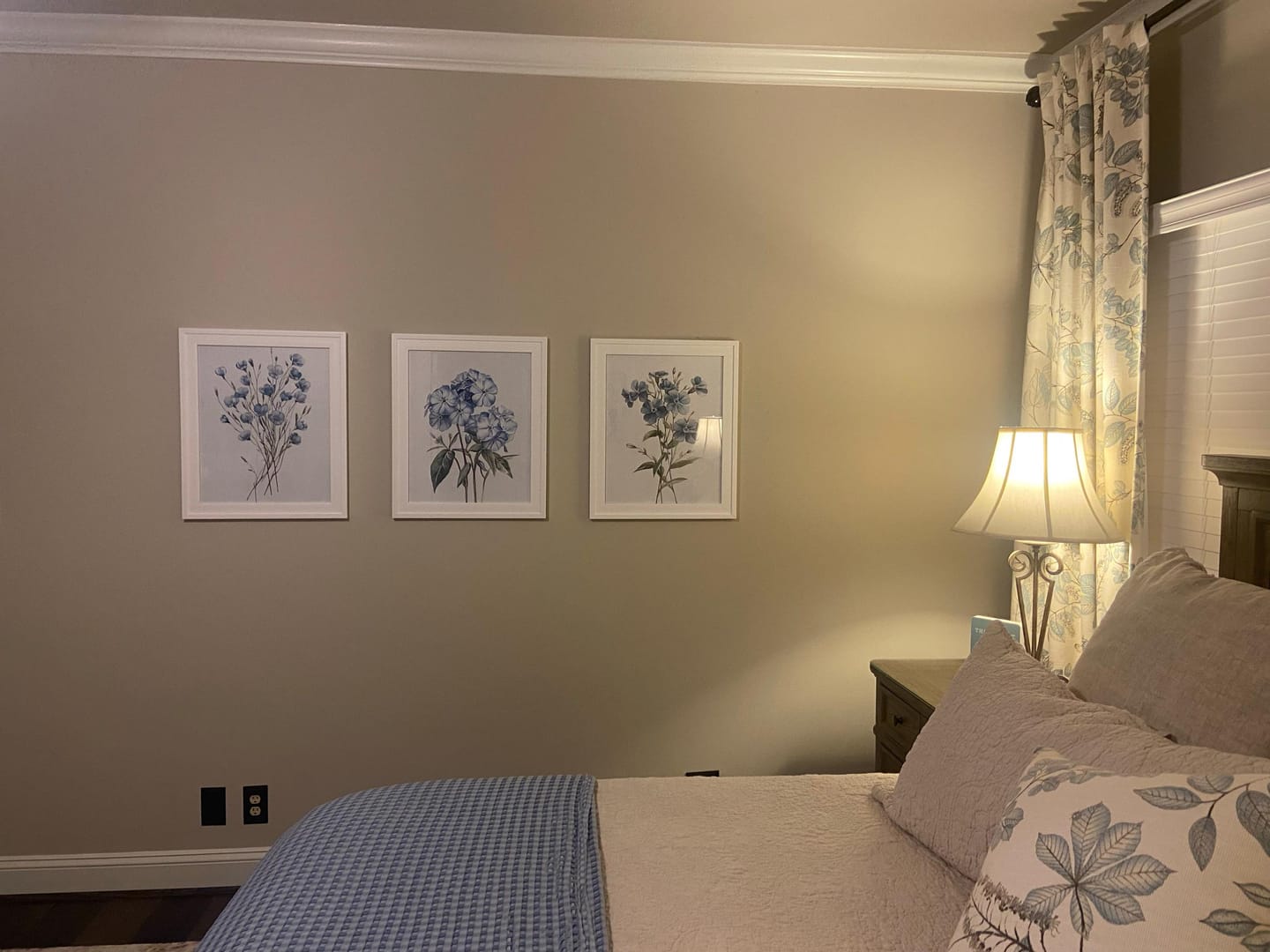 Customer photo review of Watercolor Blue Flowers Wall Art. Set of 3 Prints