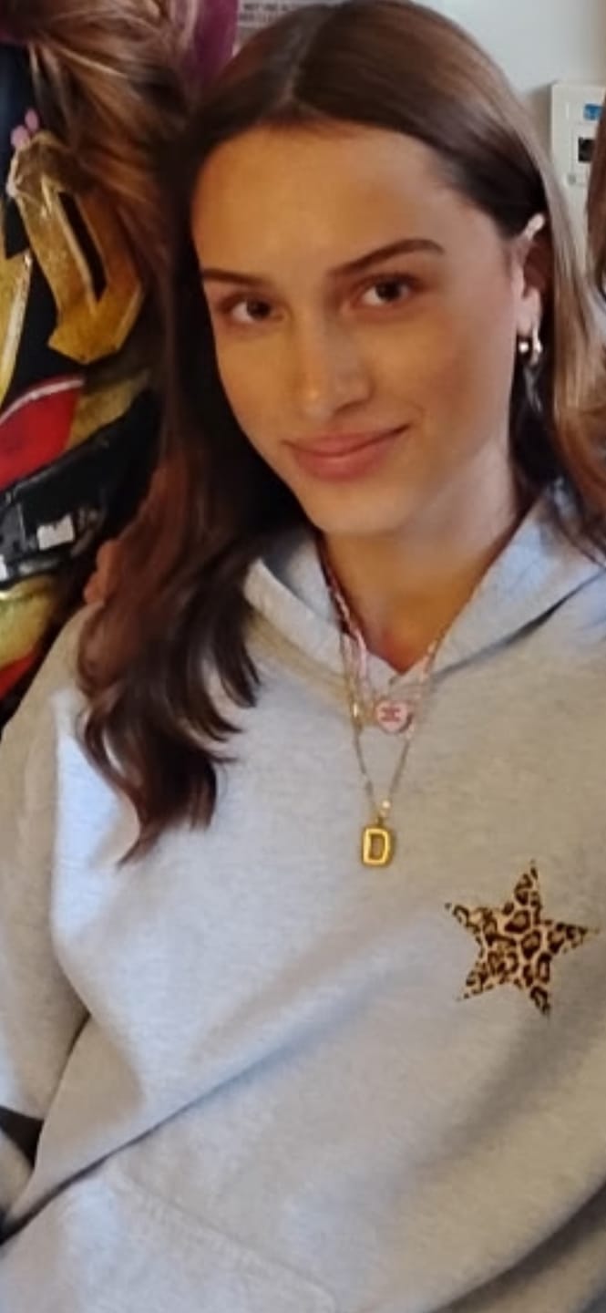 Customer photo review of Bubble Letter Initial Necklace