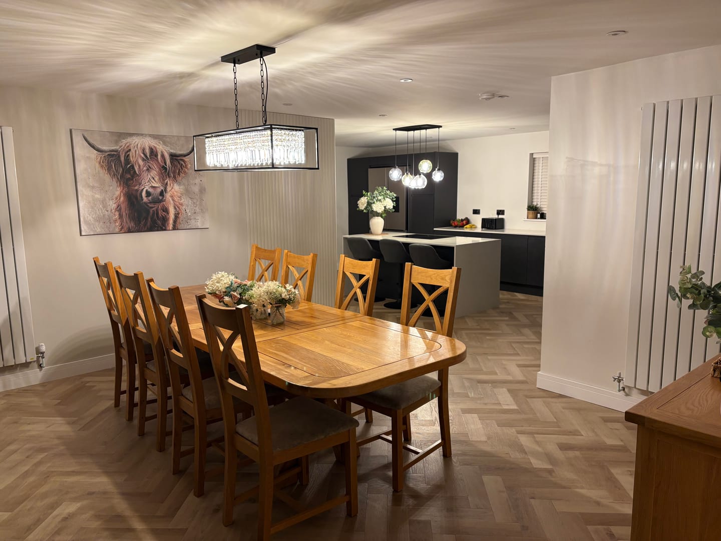 Customer photo review of Modern Rectangle Crystal Kitchen Island Chandelier