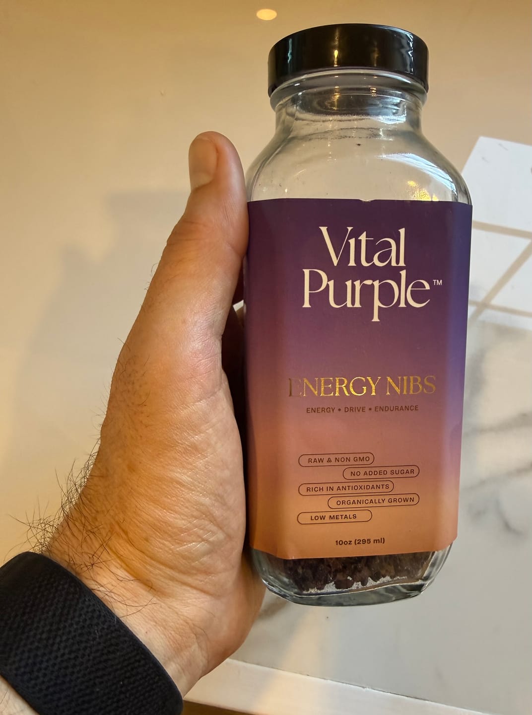 Customer photo review of High Flavanol Cocoa Nibs 10 oz | High Antioxidant | Low Cadmium | Raw Cacao | Purple Cocoa