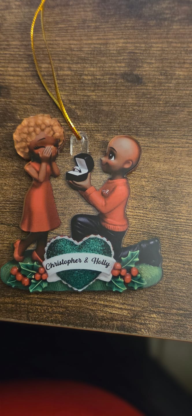 Customer photo review of Marriage Proposal "She Said Yes!" - Personalized Acrylic Ornament, Just Engaged Gifts for Couples