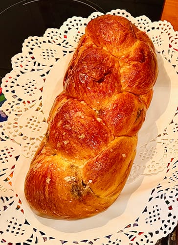 Customer photo review of Chocolate Tsoureki – Soft Greek Brioche with Rich Dark Chocolate – 500g