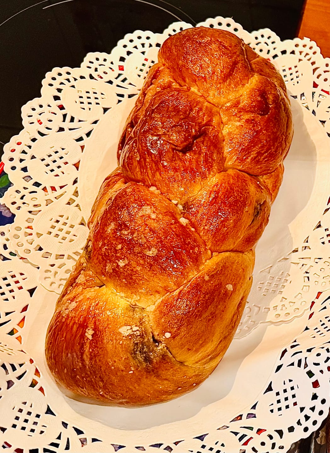 Customer photo review of Chocolate Tsoureki – Soft Greek Brioche with Rich Dark Chocolate – 500g