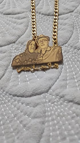 Customer photo review of Custom Picture Nameplate Pendant Custom Photo Necklace Engraved Portrait Necklace Christmas Gift for Kids Jewelry Family Gifts