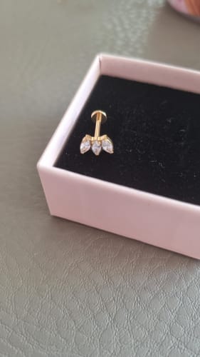 Customer photo review of Trinity Lotus Labret Piercing - Titan