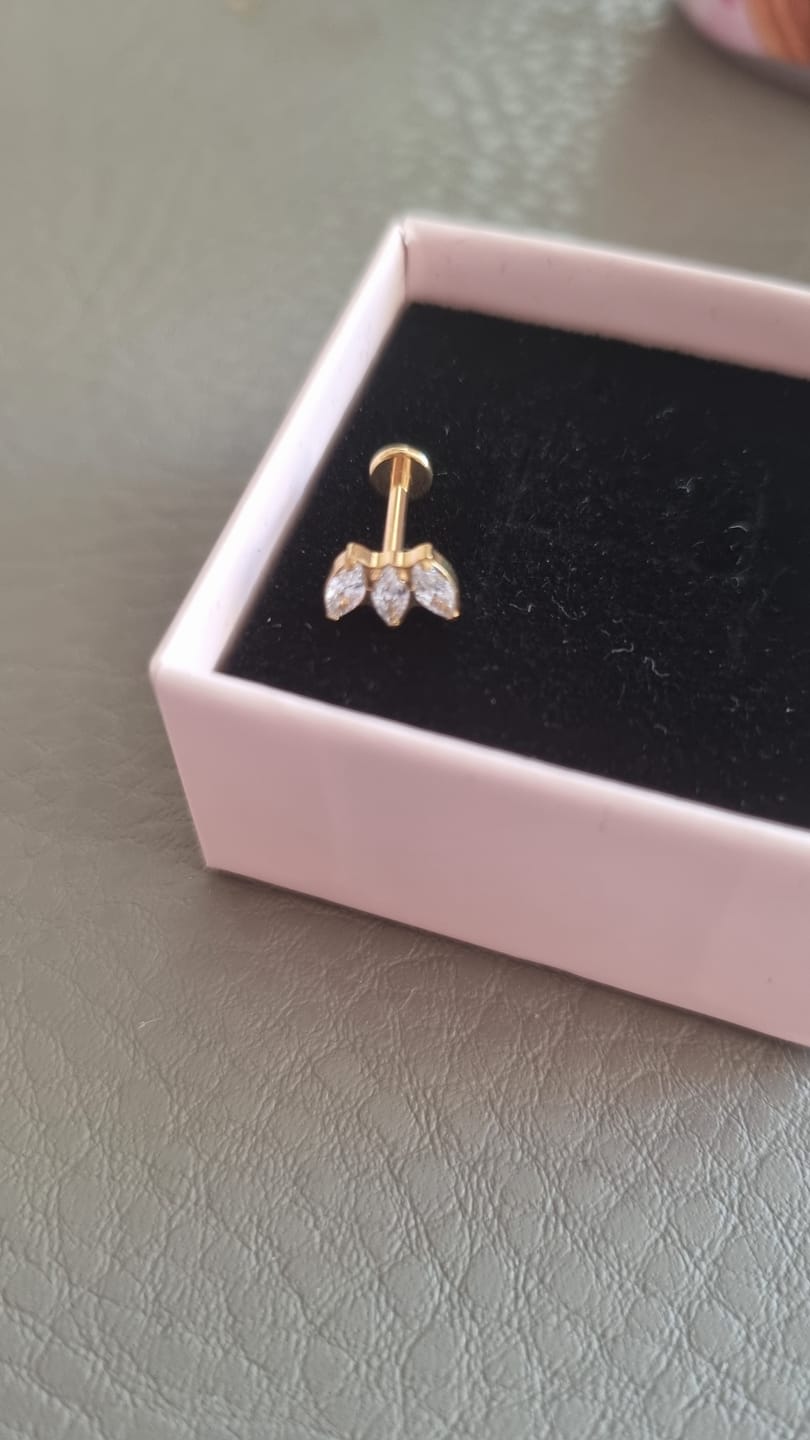 Customer photo review of Trinity Lotus Labret Piercing - Titan