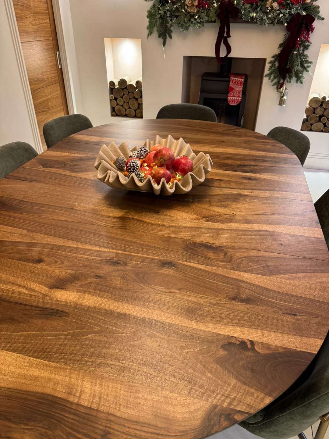 Customer photo review of Vivien Extendable Round Dining Table in Darker Walnut