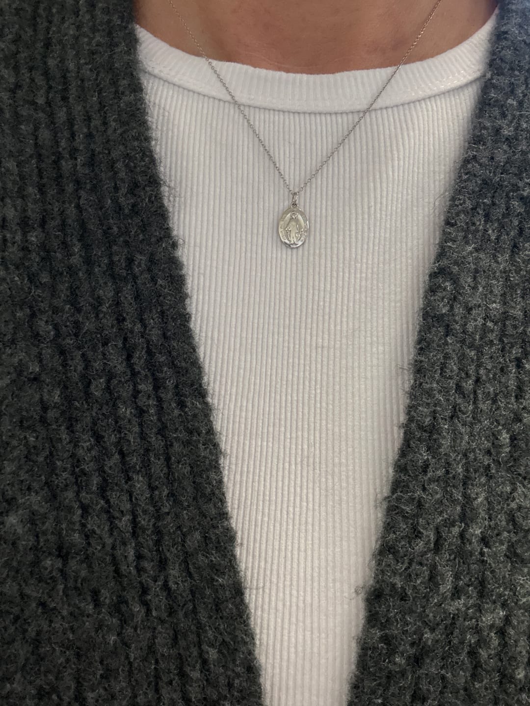 Customer photo review of Miraculous Medal Necklace // Silver