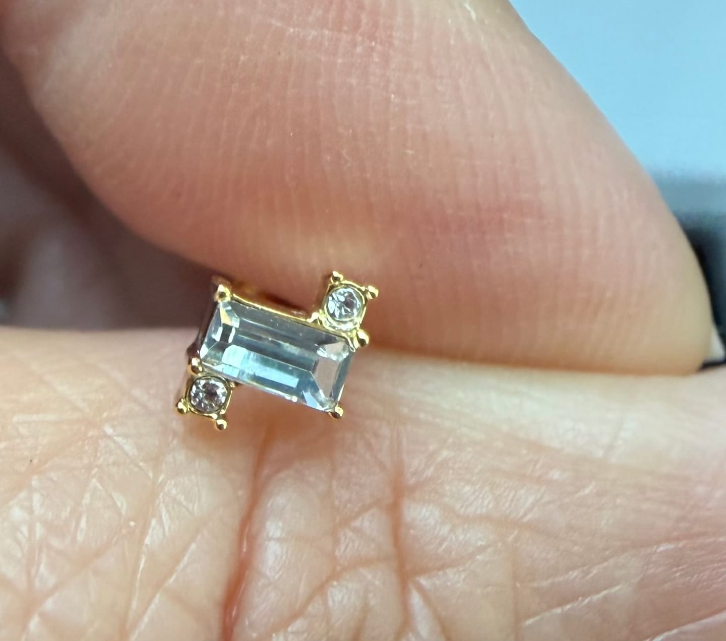 Customer photo review of Kimberly 18k White Gold Plated Solitaire Stud Earrings with Swarovski Crystals