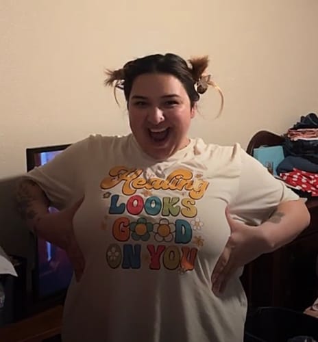 Customer photo review of Healing Looks Good Graphic T-Shirt