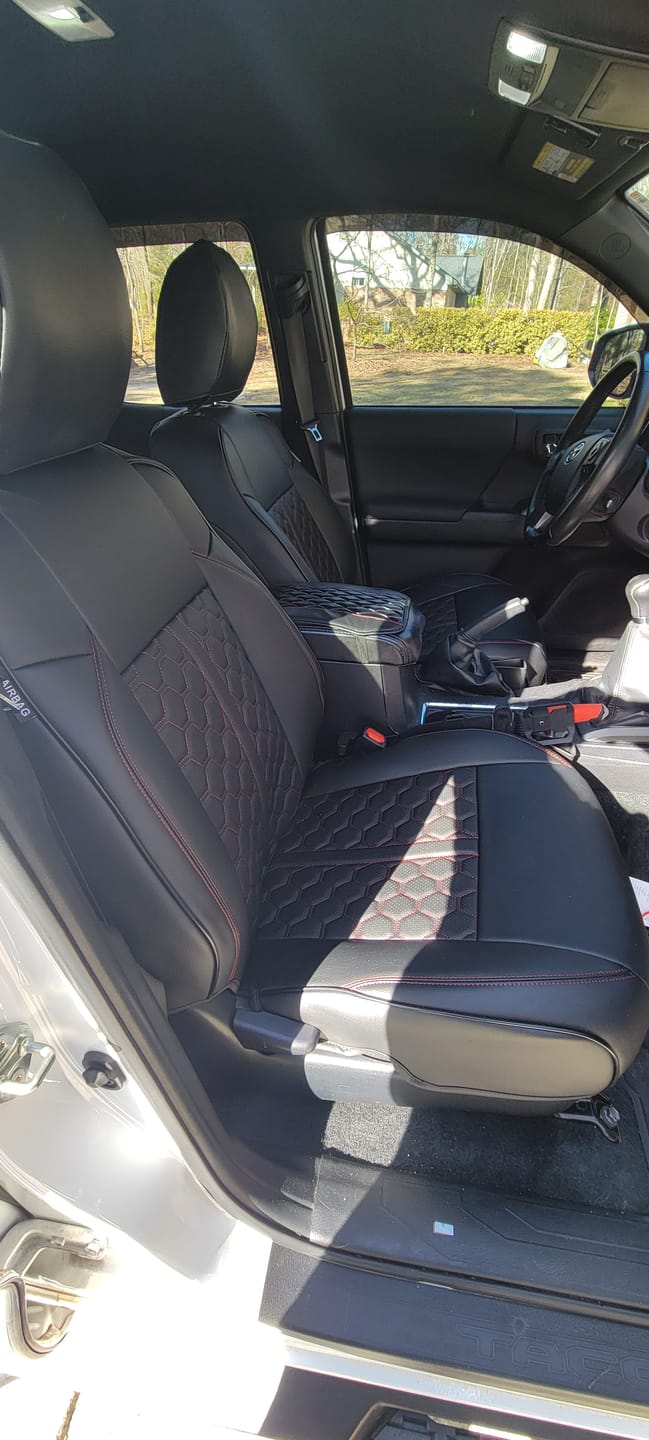 Customer photo review of 2016-23 Toyota Tacoma Custom Leather Seat Covers