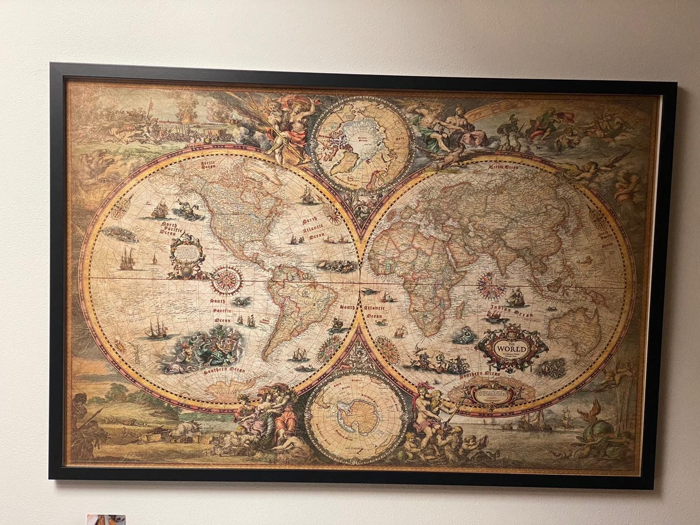 Customer photo review of Large Vintage Style Modern World Map by Ray&Co, 2024