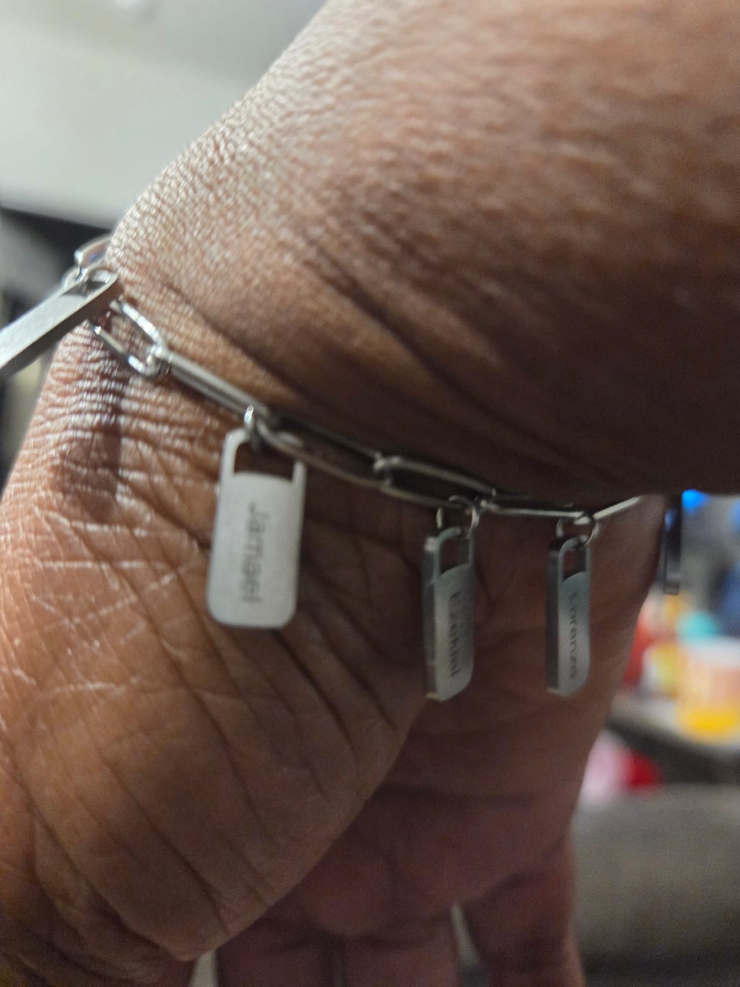 Customer photo review of Personalized Chain Link Bracelet with Custom Name Charms